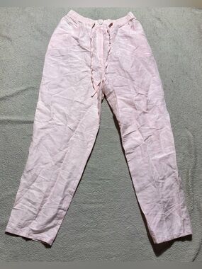 Silk Land Pants Womens Medium Pink Silk Linen Blend Beach Resort Outdoor Summer